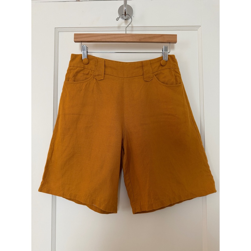 Gear Design Mustard Yellow High Rise Wide Leg Bermuda Shorts 28 Waist Retro‎